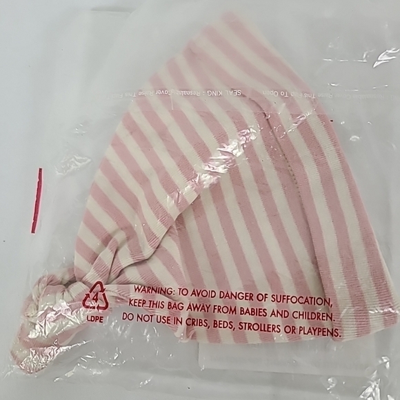 NEW Hannah AnderssonPink White Stripes Layette Top Knot Baby Hat OS - Picture 3 of 3